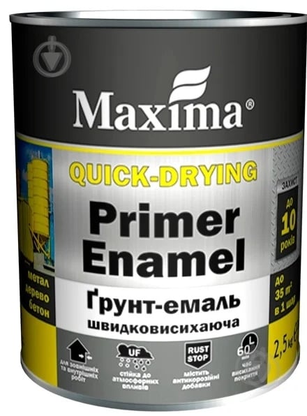 Грунт-эмаль Maxima серый глянец 2,5 л 2,5 кг - фото 1