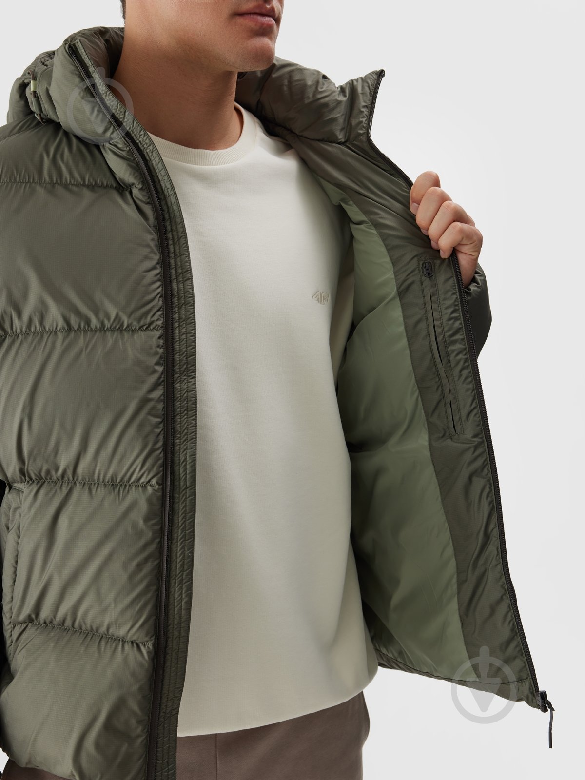 Пуховик мужской зимний 4F DOWN JACKET M513 4FWAW24TDJAM513-44S р.XL хаки - фото 10 Пуховик мужской зимний 4F DOWN JACKET M513 4FWAW24TDJAM513-44S р.XL хаки - фото 10