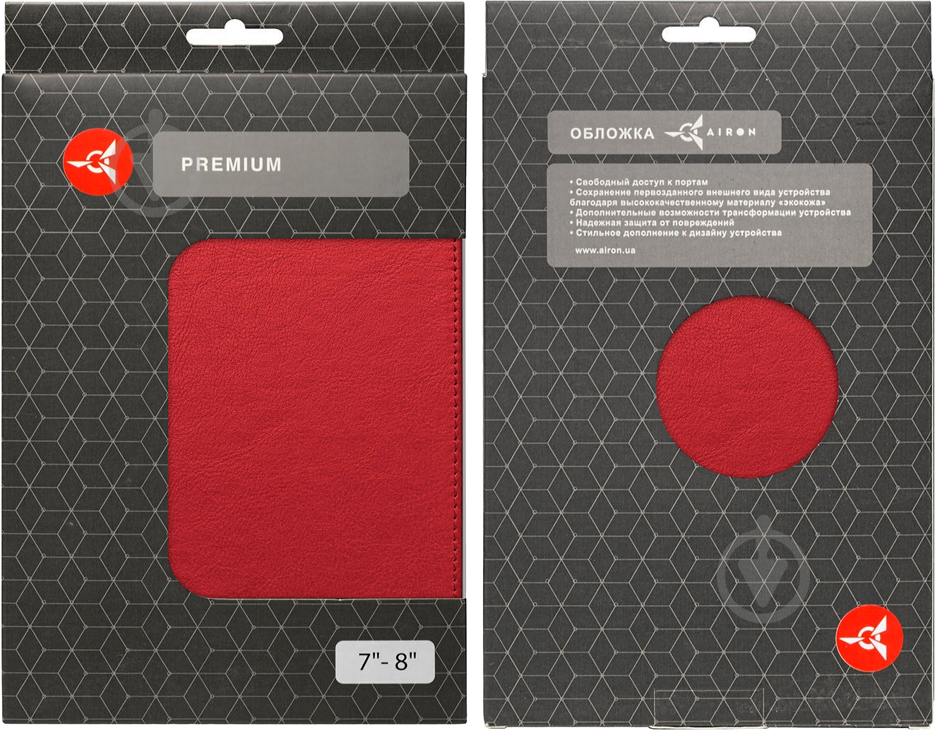 Чехол AIRON Universal case Premium 7-8” red (4821784622093) - фото 7