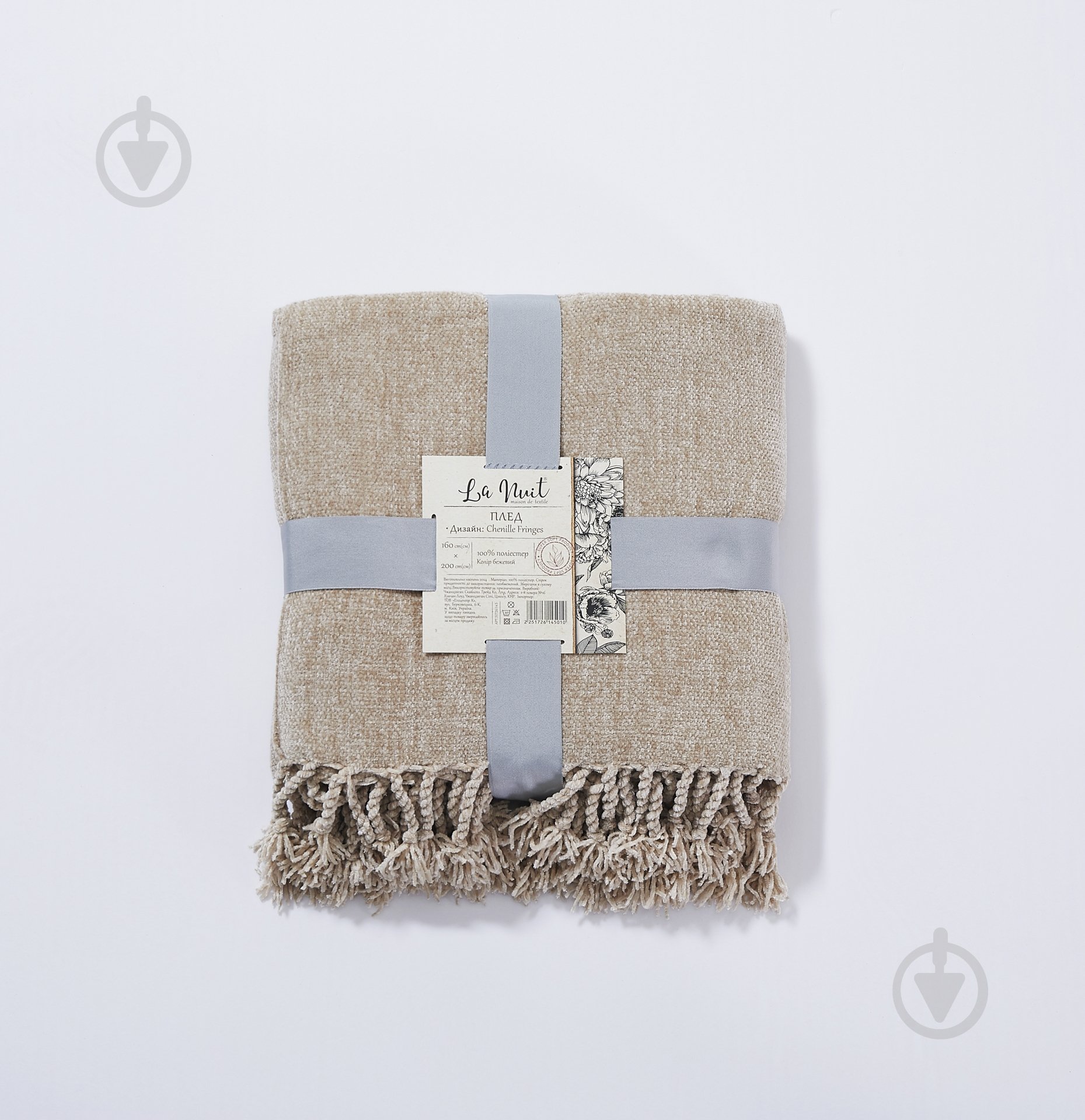 Плед Chenille Fringes 160x200 см бежевый La Nuit - фото 4 Плед Chenille Fringes 160x200 см бежевый La Nuit - фото 4