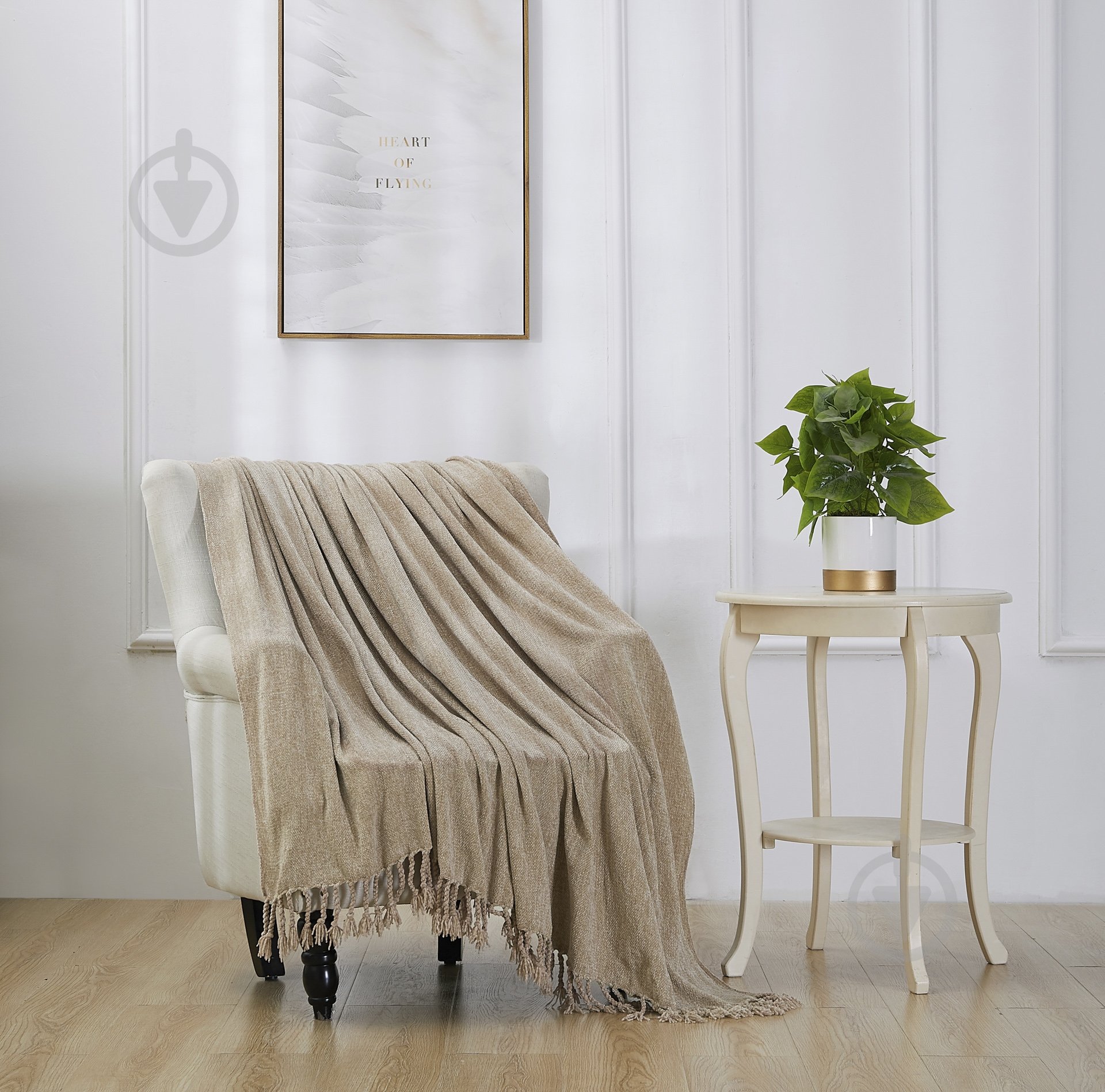 Плед Chenille Fringes 160x200 см бежевый La Nuit - фото 1 Плед Chenille Fringes 160x200 см бежевый La Nuit - фото 1