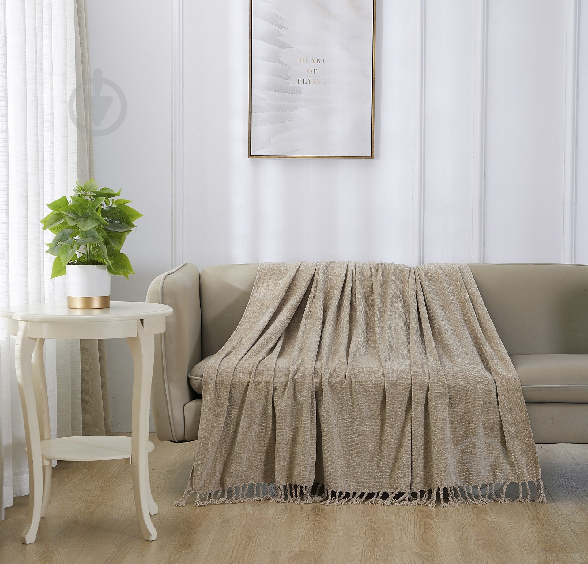 Плед Chenille Fringes 160x200 см бежевый La Nuit - фото 2 Плед Chenille Fringes 160x200 см бежевый La Nuit - фото 2