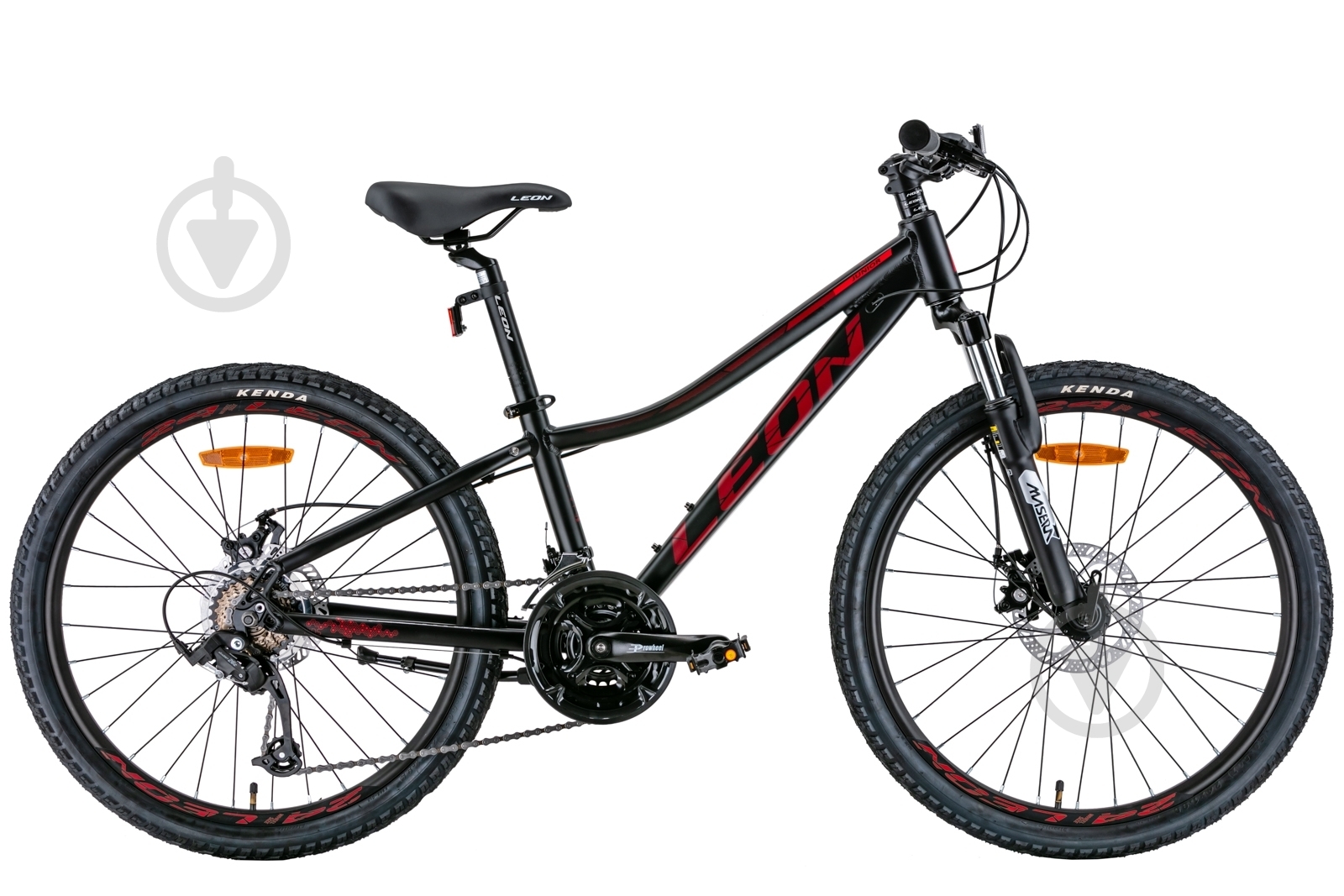 Велосипед Leon 24" 12"(30 см) JUNIOR OPS-LN-24-077 черный с красным - фото 1