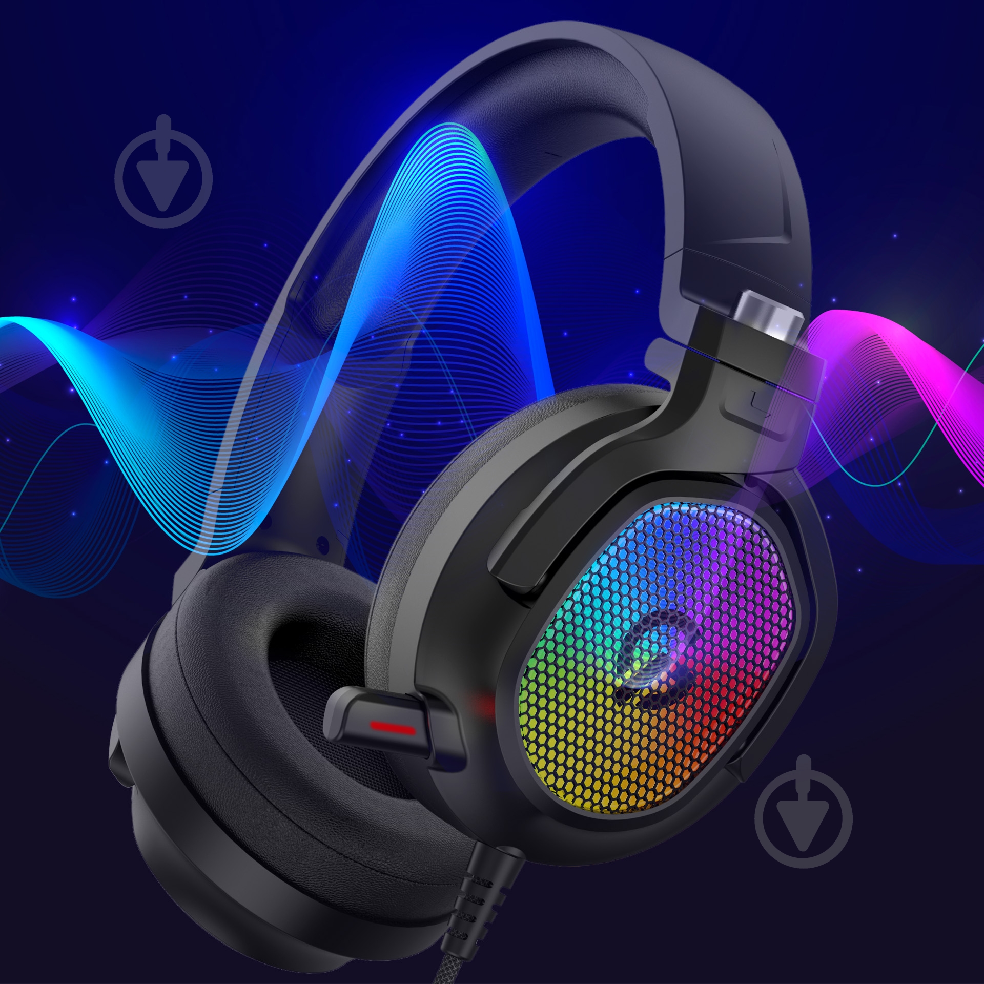 Гарнитура игровая GamePro HS1300 RGB black (HS1300) - фото 17