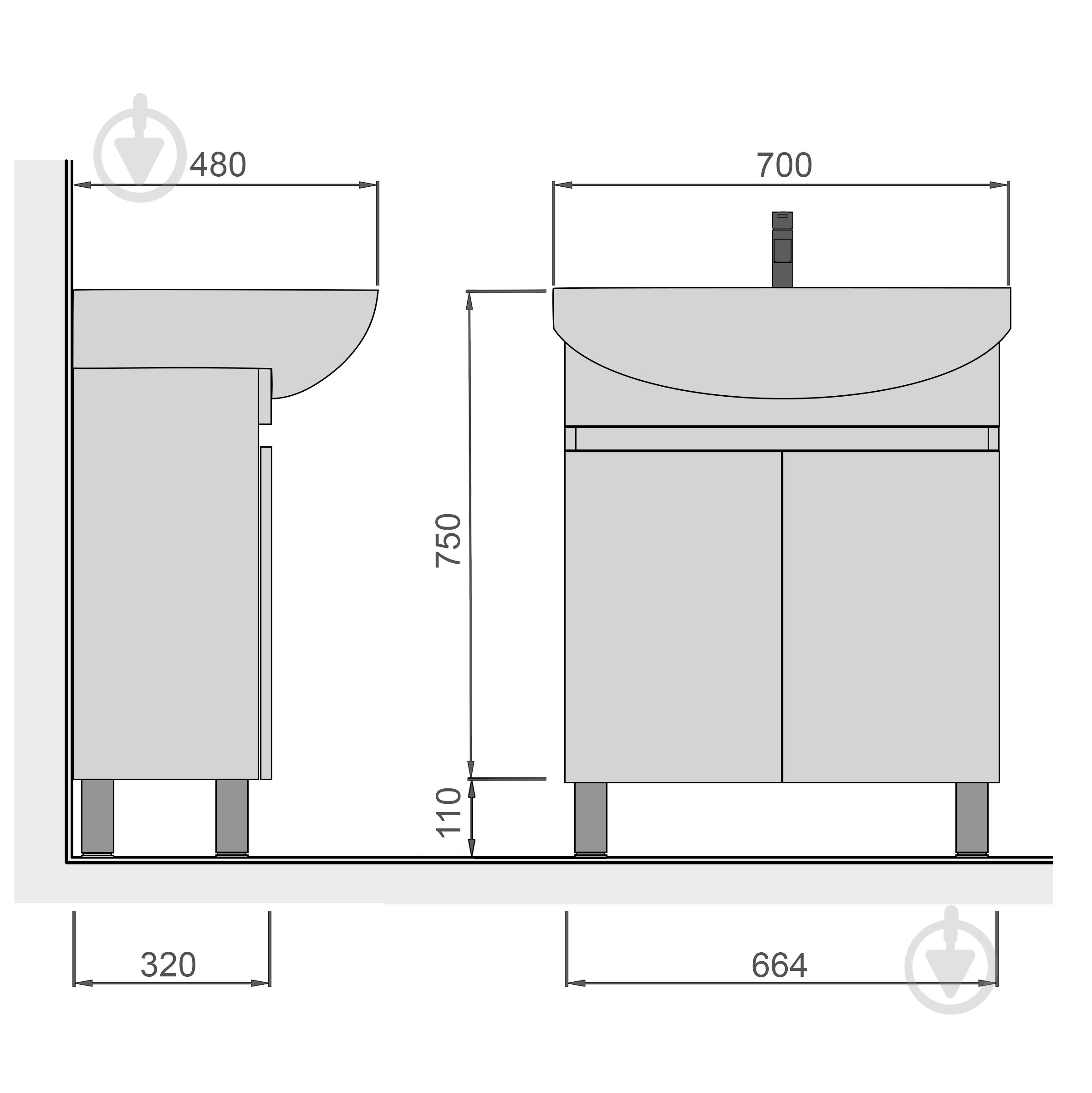 Тумба напольная Мойдодыр Фокус + Руна 70 - фото 6