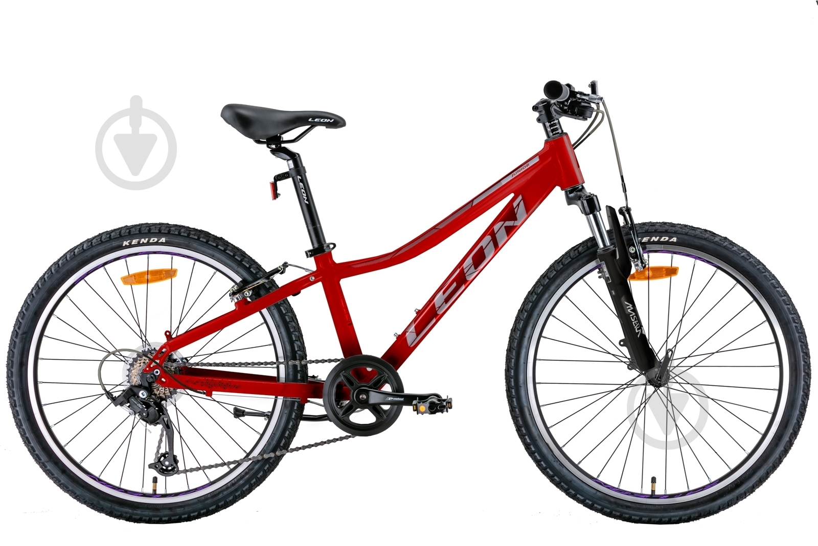 Велосипед Leon 24" 12"(30 см) JUNIOR OPS-LN-24-081 красный с серым - фото 1 Велосипед Leon 24" 12"(30 см) JUNIOR OPS-LN-24-081 красный с серым - фото 1