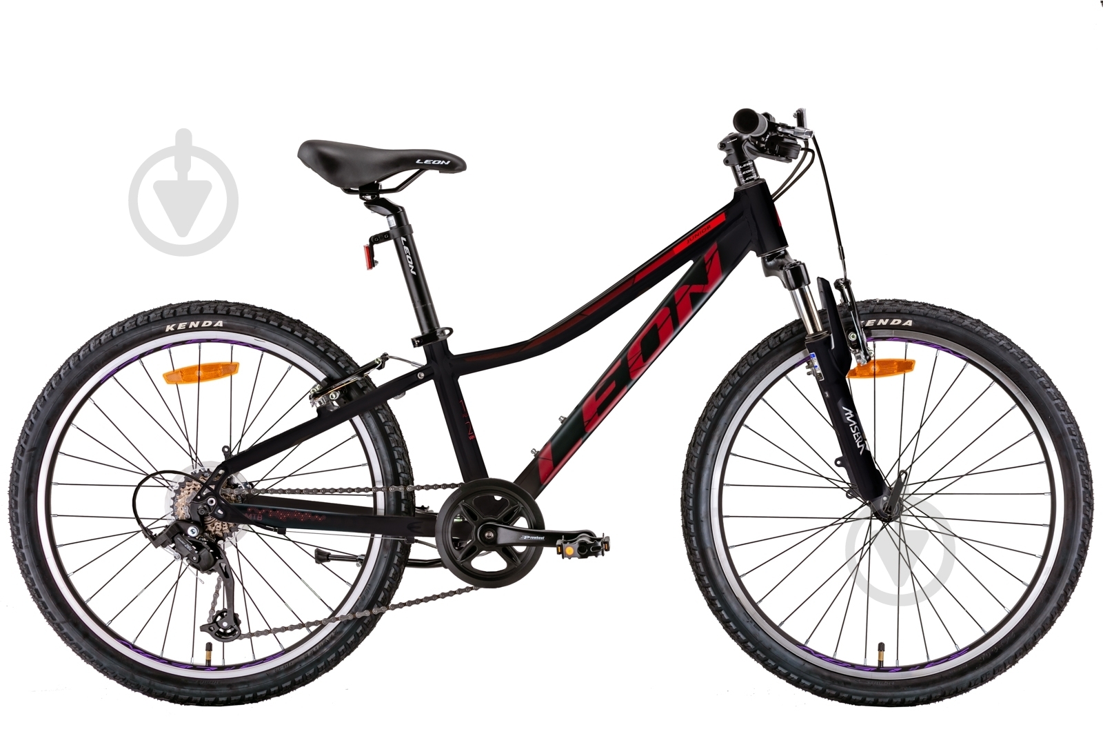 Велосипед Leon 24" 12"(30 см) JUNIOR OPS-LN-24-082 чорний із червоним - фото 1