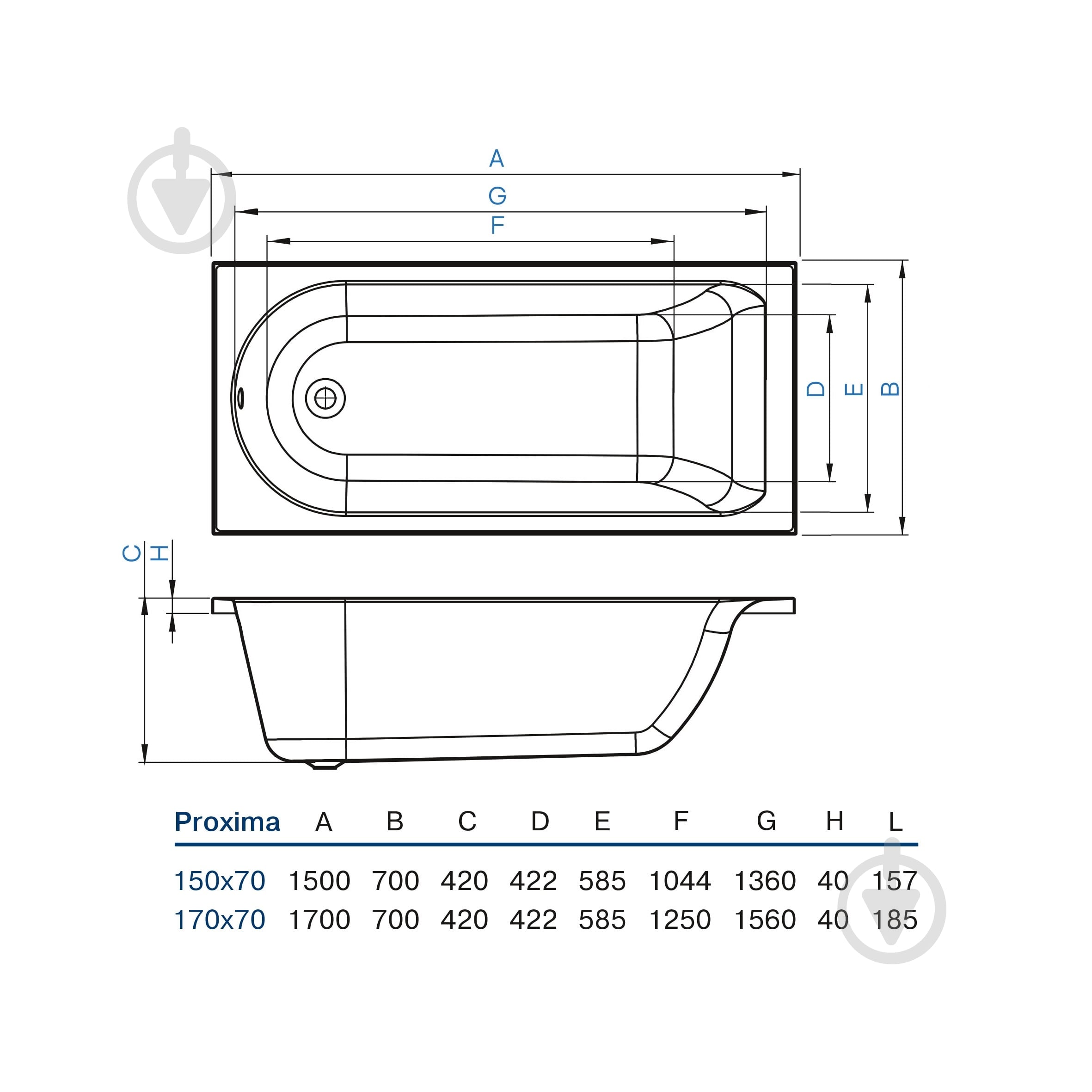 Ванна акрилова Koller Pool 150х70 см Proxima - фото 4