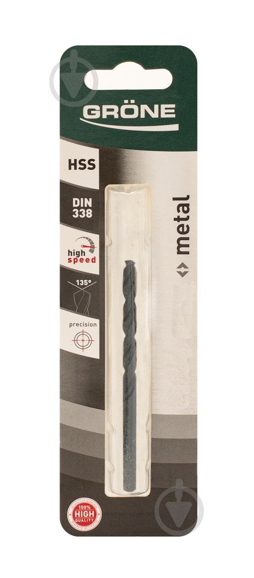 Сверло по металлу Grone HSS 1 шт. 2207-509081 - фото 1