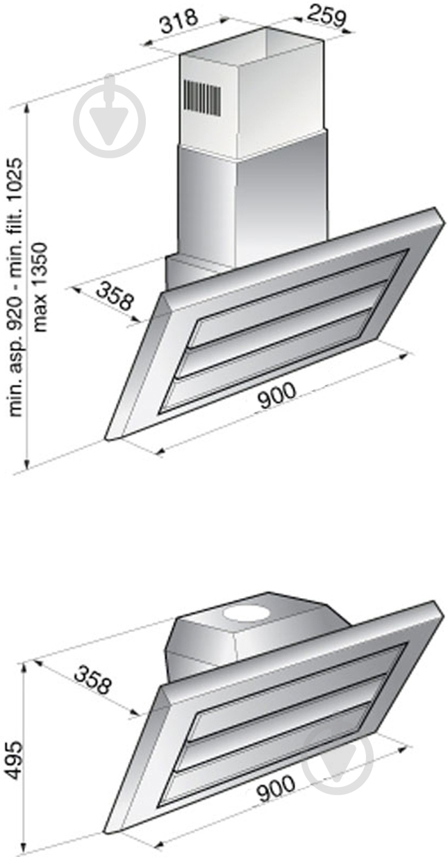 Вытяжка Zirtal KATANA 90 BL/IX - фото 2