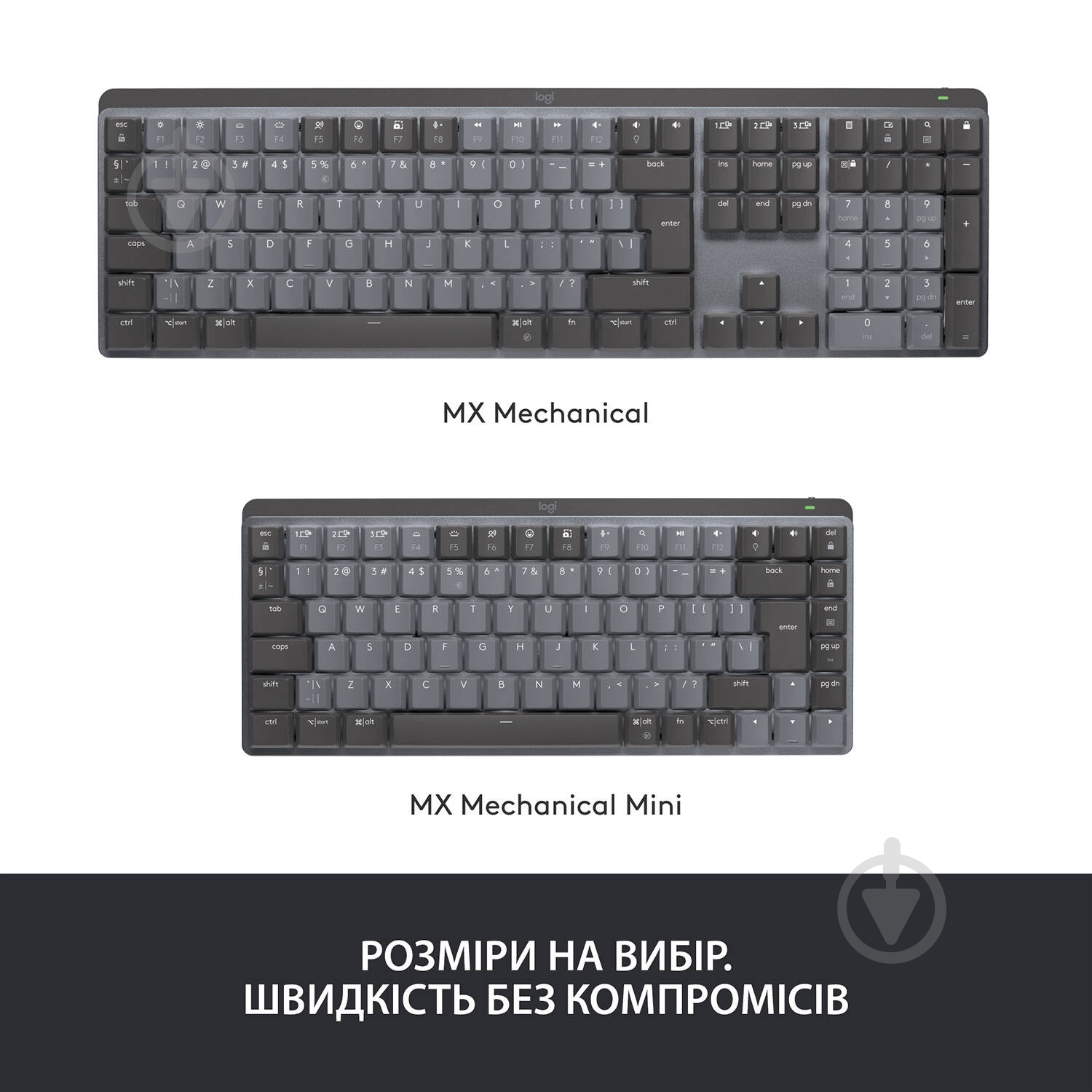 Клавіатура Logitech MX Mechanical Mini Clicky Minimalist Wireless Illuminated graphite (920-010782) - фото 11