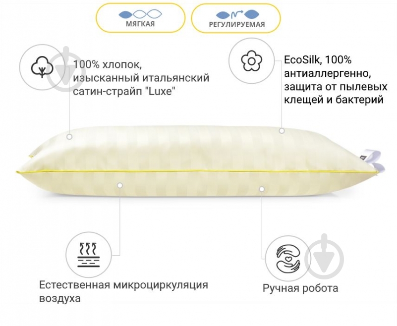 Подушка №492 Carmela Hand Made Eco-Soft м’яка MirSon 40x40 см кремовий - фото 2