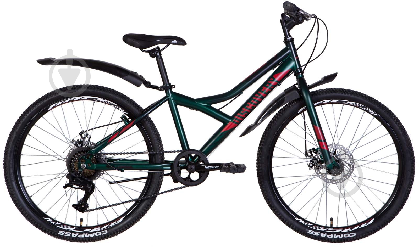 Велосипед Discovery 24" 13"(33 см) FLINT OPS-DIS-24-280 зеленый с красным - фото 1
