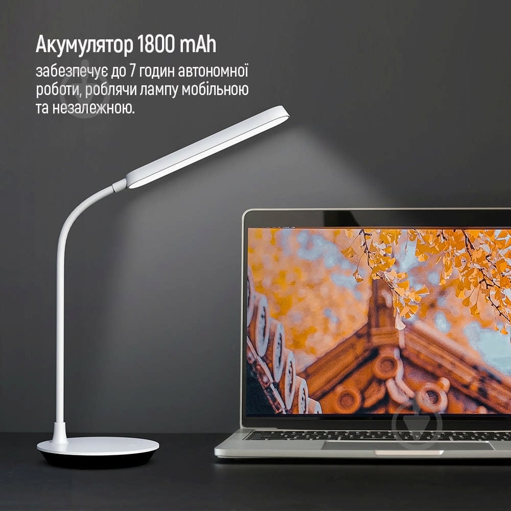 Настільна лампа ColorWay Portable & Flexible 360 із вбудованим акумулятором 36x4 Вт білий CW-DL12FB-W - фото 8