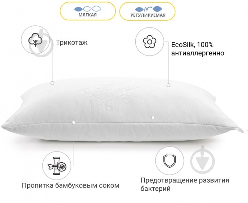 Подушка №857 Julia Hand Made Eco-Soft м’яка MirSon 40x40 см білий - фото 2