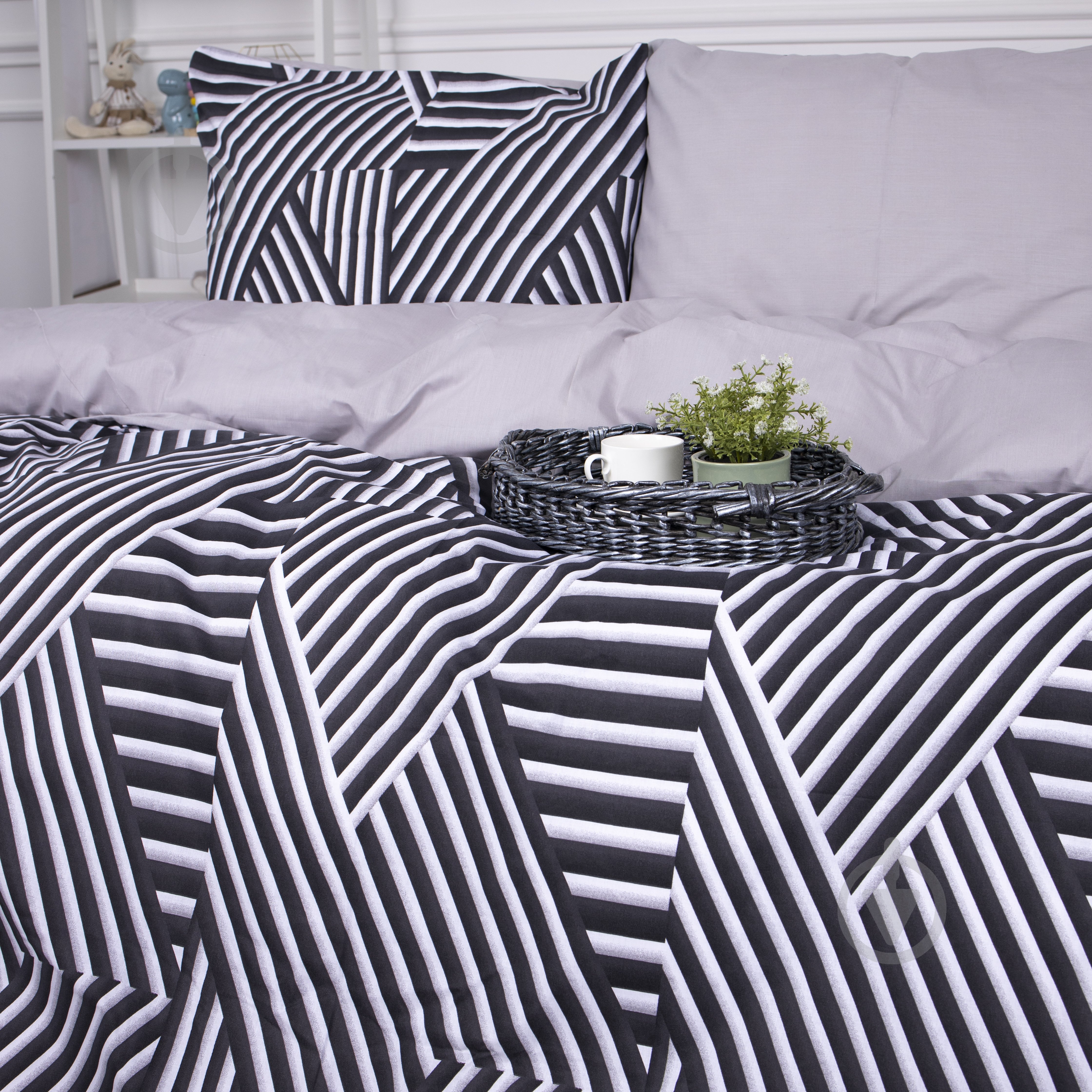 Комплект постельного белья Бязь Ranforce Elite 17-0629 Diamond Black White 200х220 см черный/белый MirSon - фото 3 Комплект постельного белья Бязь Ranforce Elite 17-0629 Diamond Black White 200х220 см черный/белый MirSon - фото 3