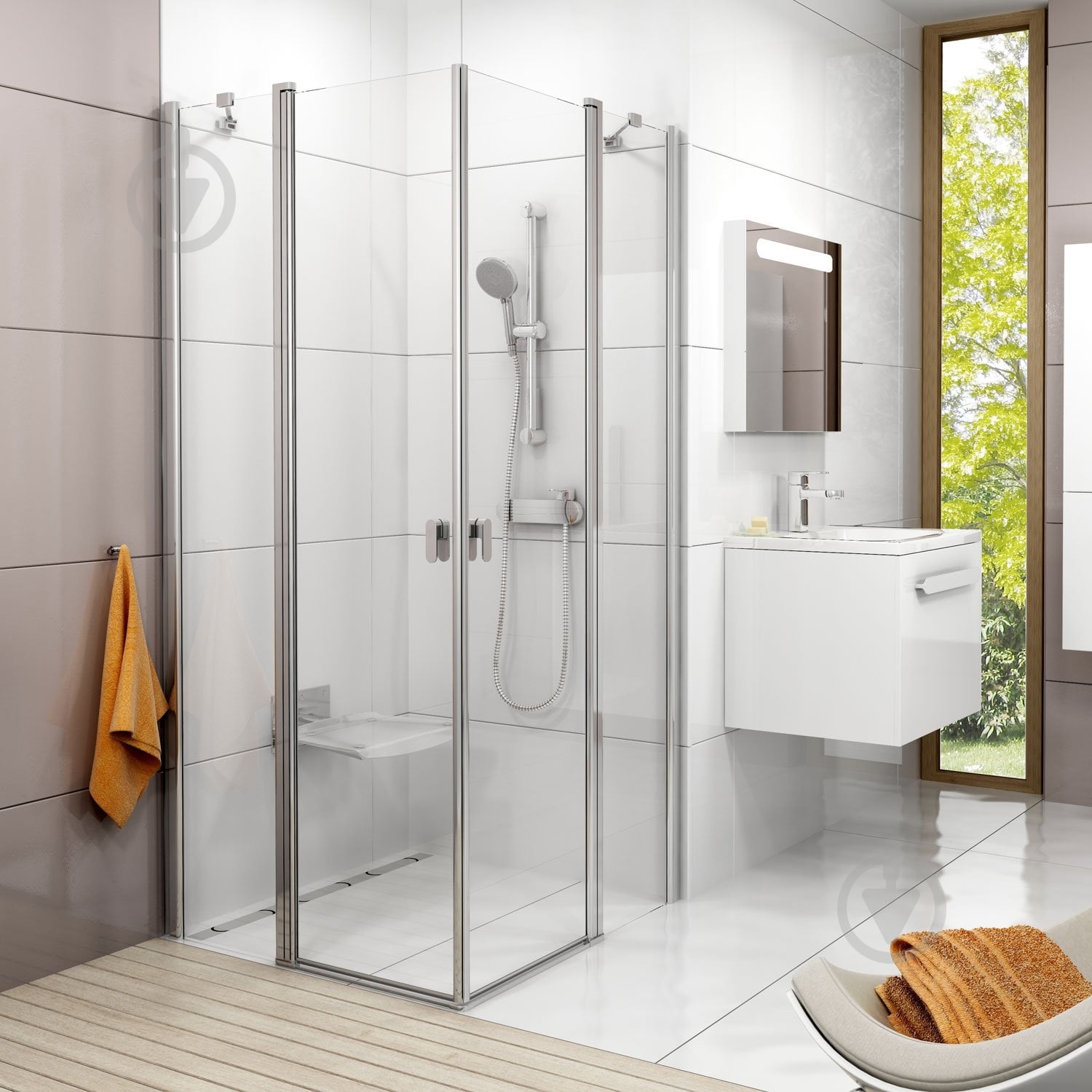 Элемент душевой кабины Ravak CRV2-100 satin TRANSPARENT, 1 из 2 - фото 2