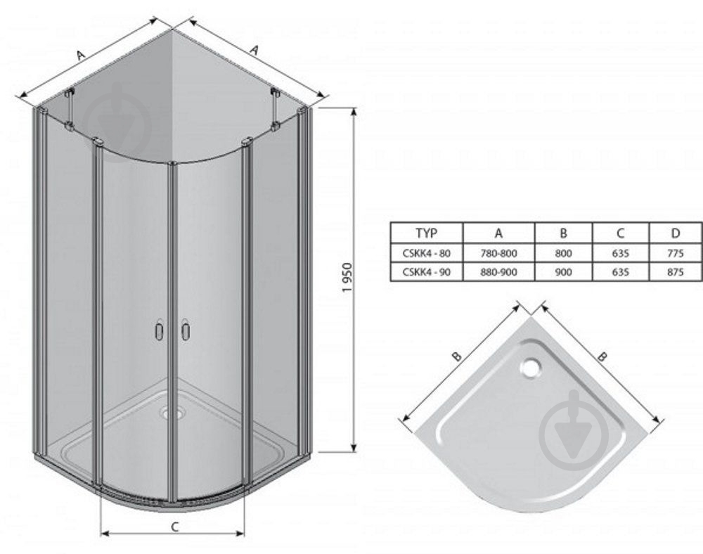 Душевая кабина Ravak CSKK4-90 white TRANSPARENT - фото 3 Душевая кабина Ravak CSKK4-90 white TRANSPARENT - фото 3
