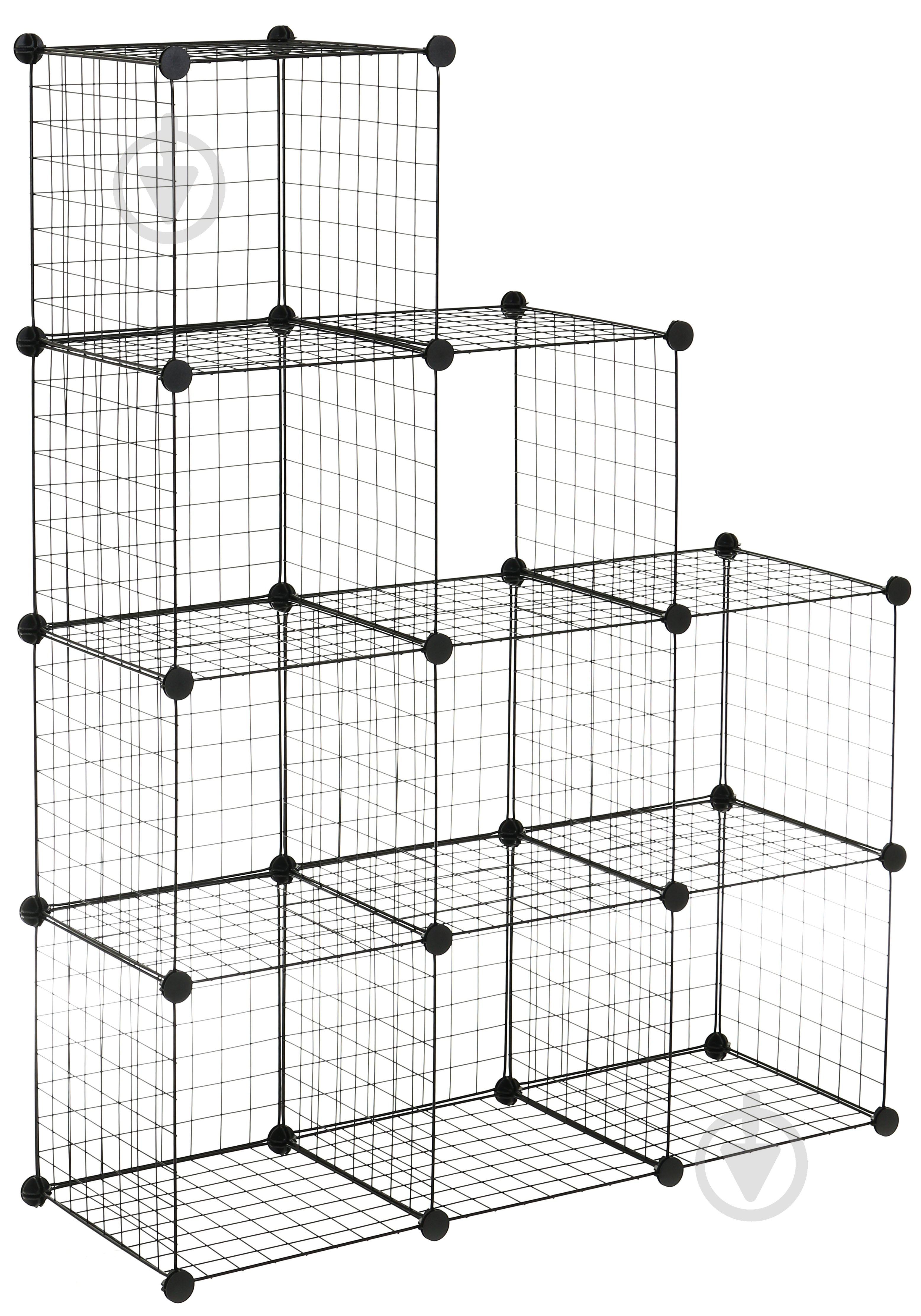 Стеллаж проволочный куб metal сubes storage 9 полок 1105х1105х370 мм черный - фото 1
