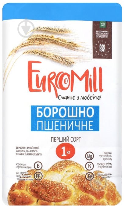 Мука EuroMill пшеничная первого сорта 1кг - фото 1 Мука EuroMill пшеничная первого сорта 1кг - фото 1