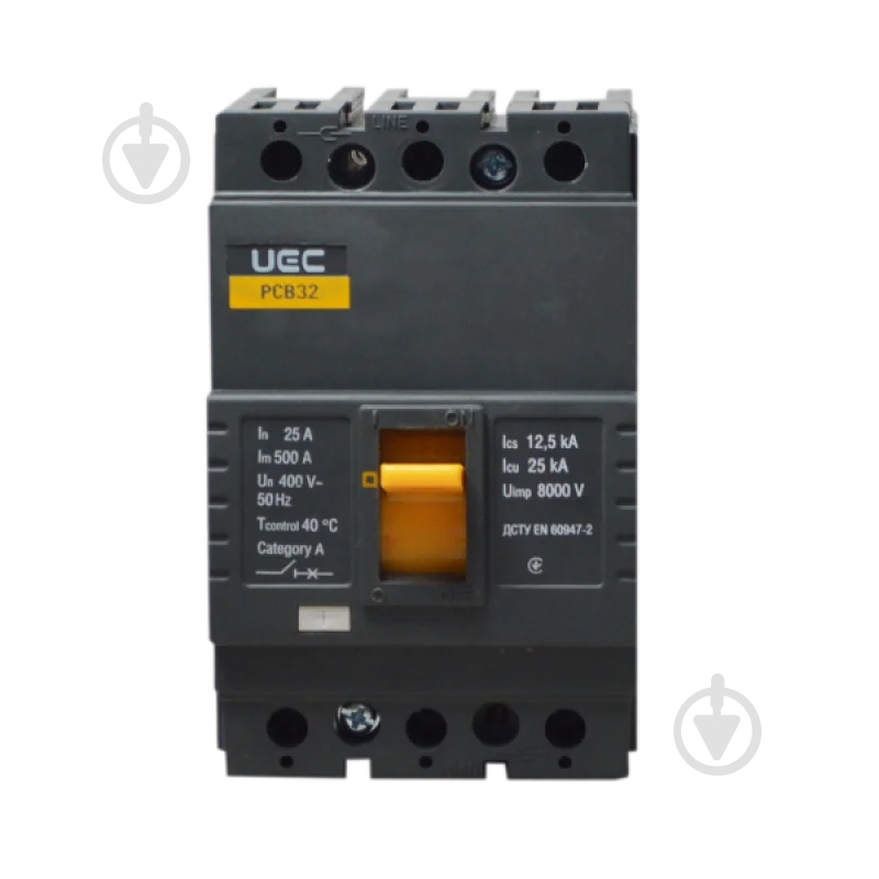 Автоматичний вимикач UEC PCB32 3Р 25А 25кА MCCB-PCB-32-3-0025 - фото 2