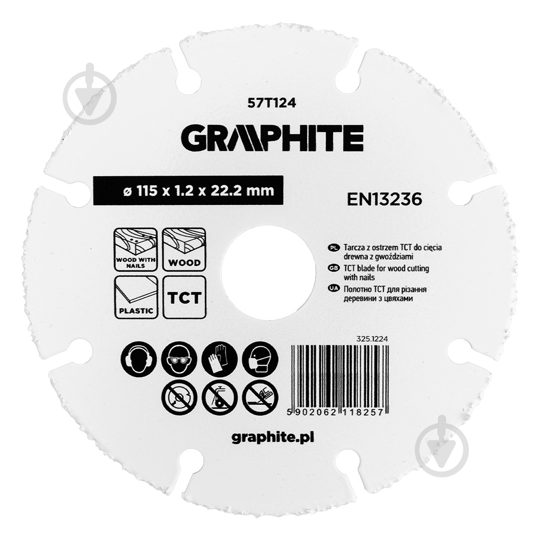 Круг GRAPHITE 1,2x1 шт. 57T124 - фото 1
