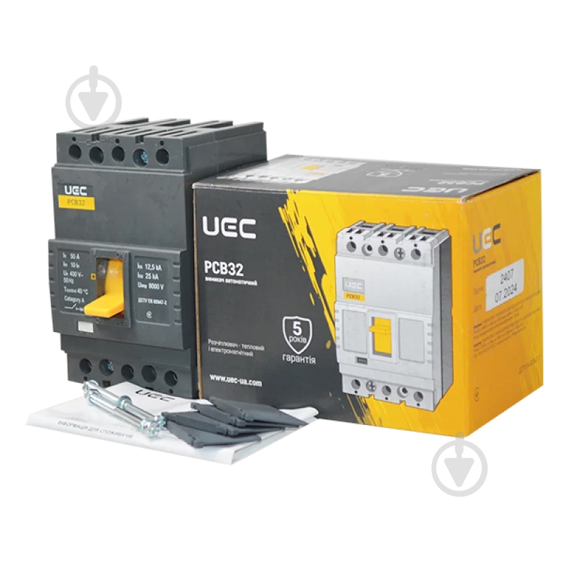 Автоматический выключатель UEC PCB32 3Р 50А 25кА MCCB-PCB-32-3-0050 - фото 3