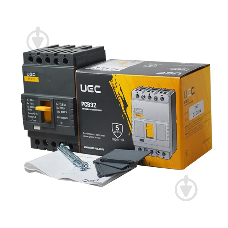 Автоматический выключатель UEC PCB32 3Р 63А 25кА MCCB-PCB-32-3-0063 - фото 3