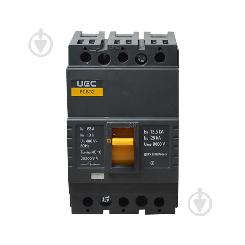 Автоматический выключатель UEC PCB32 3Р 63А 25кА MCCB-PCB-32-3-0063 - фото 2