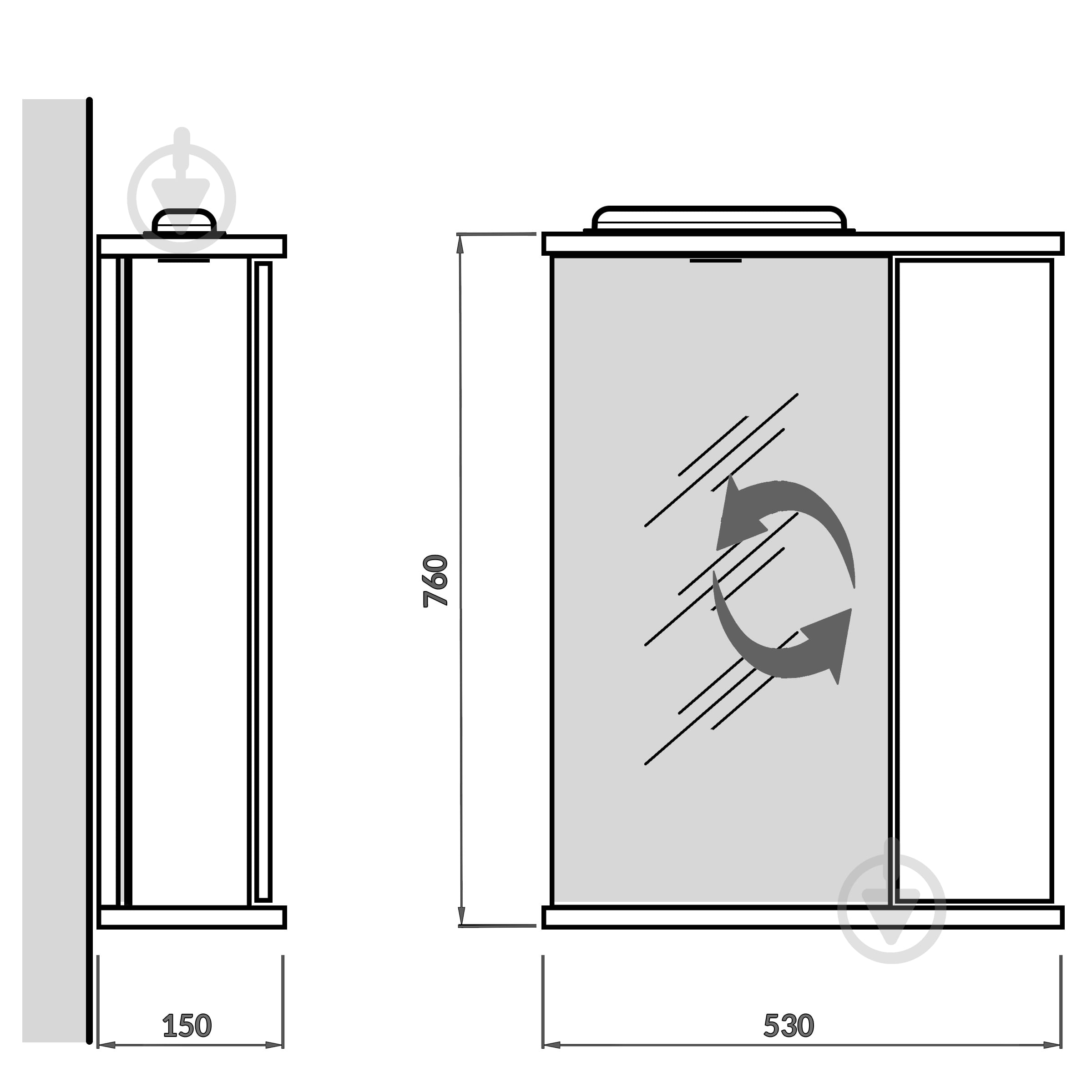 Зеркало Мойдодыр с шкафчиком и съемной полкой СТ-50 - фото 8