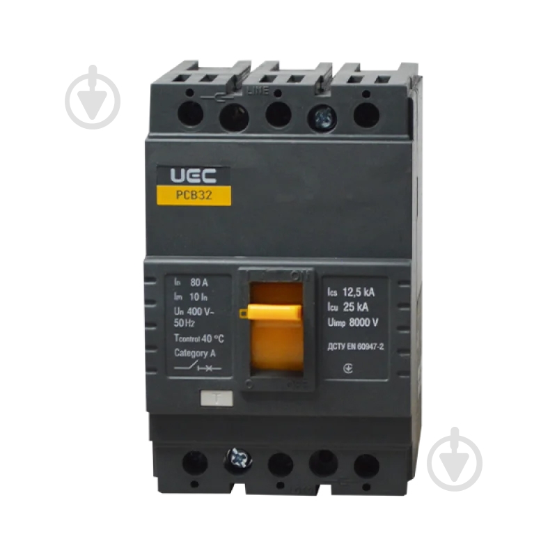 Автоматический выключатель UEC PCB32 3Р 80А 25кА MCCB-PCB-32-3-0080 - фото 2