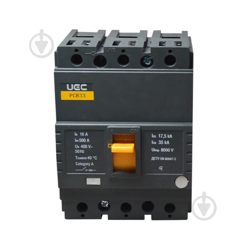 Автоматичний вимикач UEC PCB33 3Р 16А 35кА MCCB-PCB-33-3-0016 - фото 2