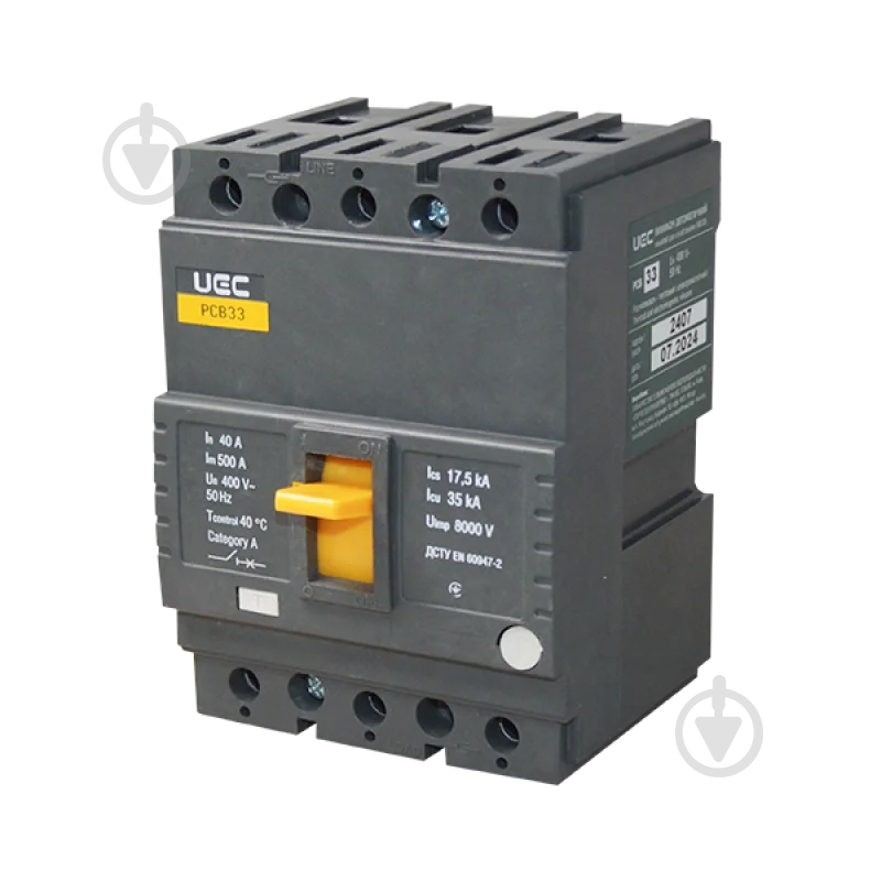 Автоматический выключатель UEC PCB33 3Р 40А 35кА MCCB-PCB-33-3-0040 - фото 1