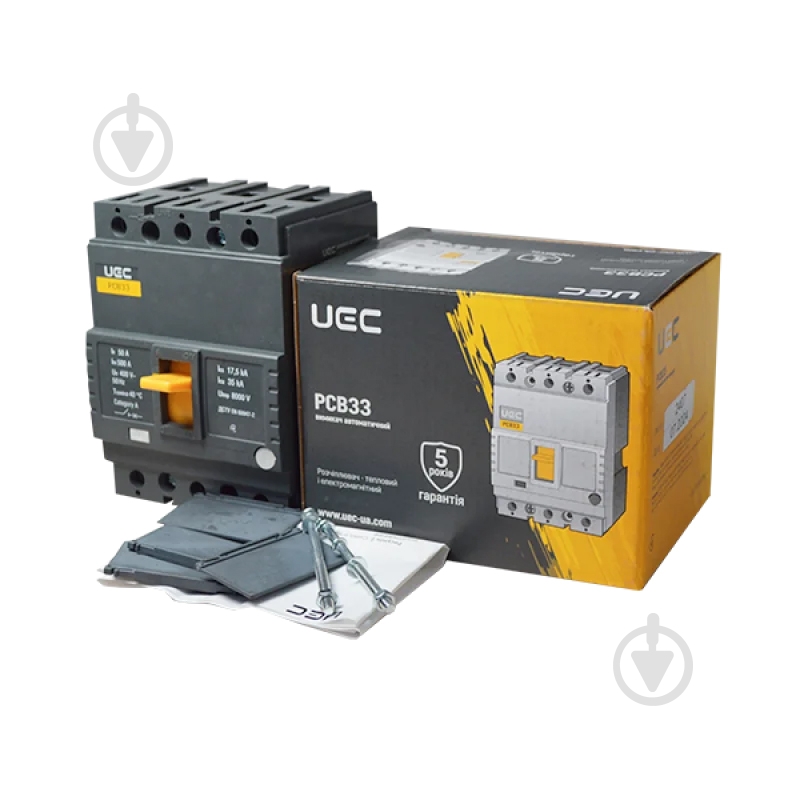 Автоматичний вимикач UEC PCB33 3Р 50А 35кА MCCB-PCB-33-3-0050 - фото 3