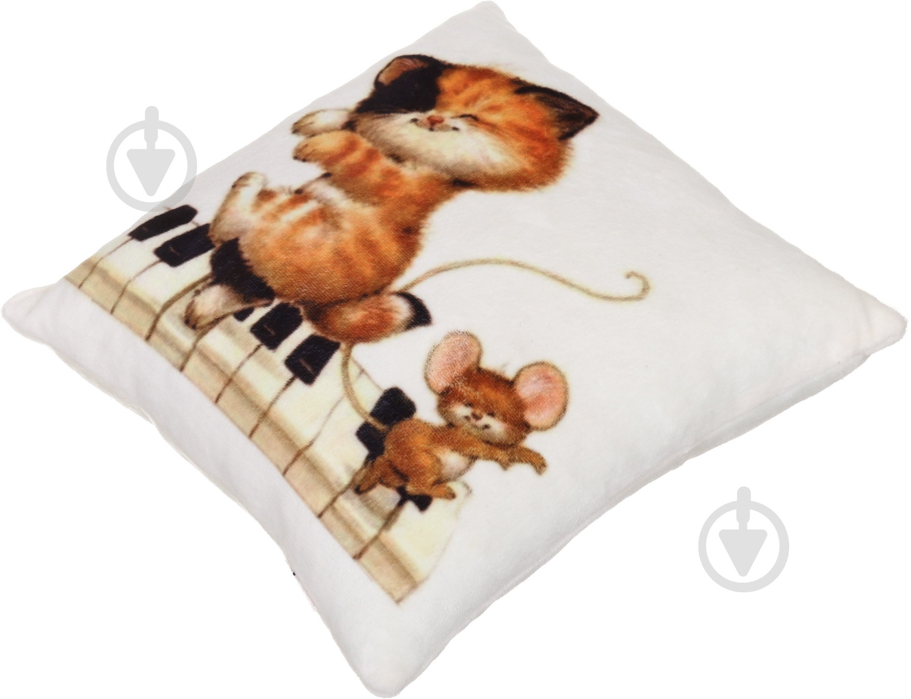 Подушка декоративная Котенок и мышонок на рояле 28x28 см бежевый СЕЛЕНА - фото 2