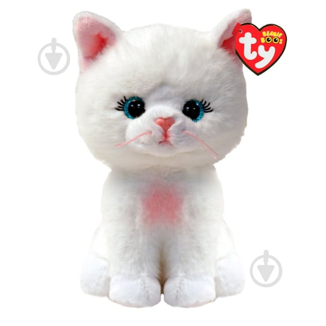 М'яка іграшка TY Beanie Babies Біла кішка Amelia 15 см 37377 - фото 1