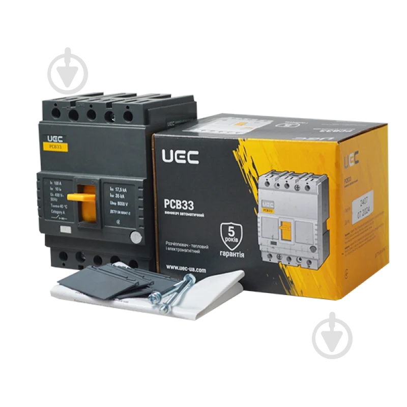 Автоматический выключатель UEC PCB33 3Р 100А 35кА MCCB-PCB-33-3-0100 - фото 3