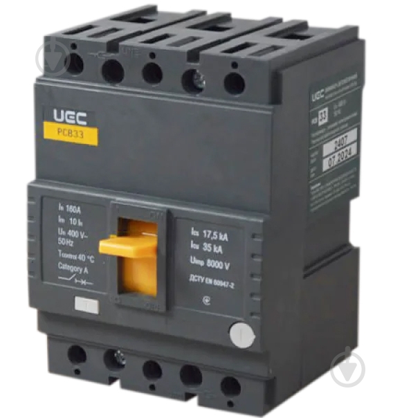 Автоматический выключатель UEC PCB33 3Р 160А 35кА MCCB-PCB-33-3-0160 - фото 1