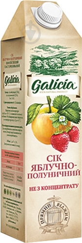 Сок Galicia Яблочно-клубничный неосветленный пастеризованный 1л (4820151001277) - фото 1