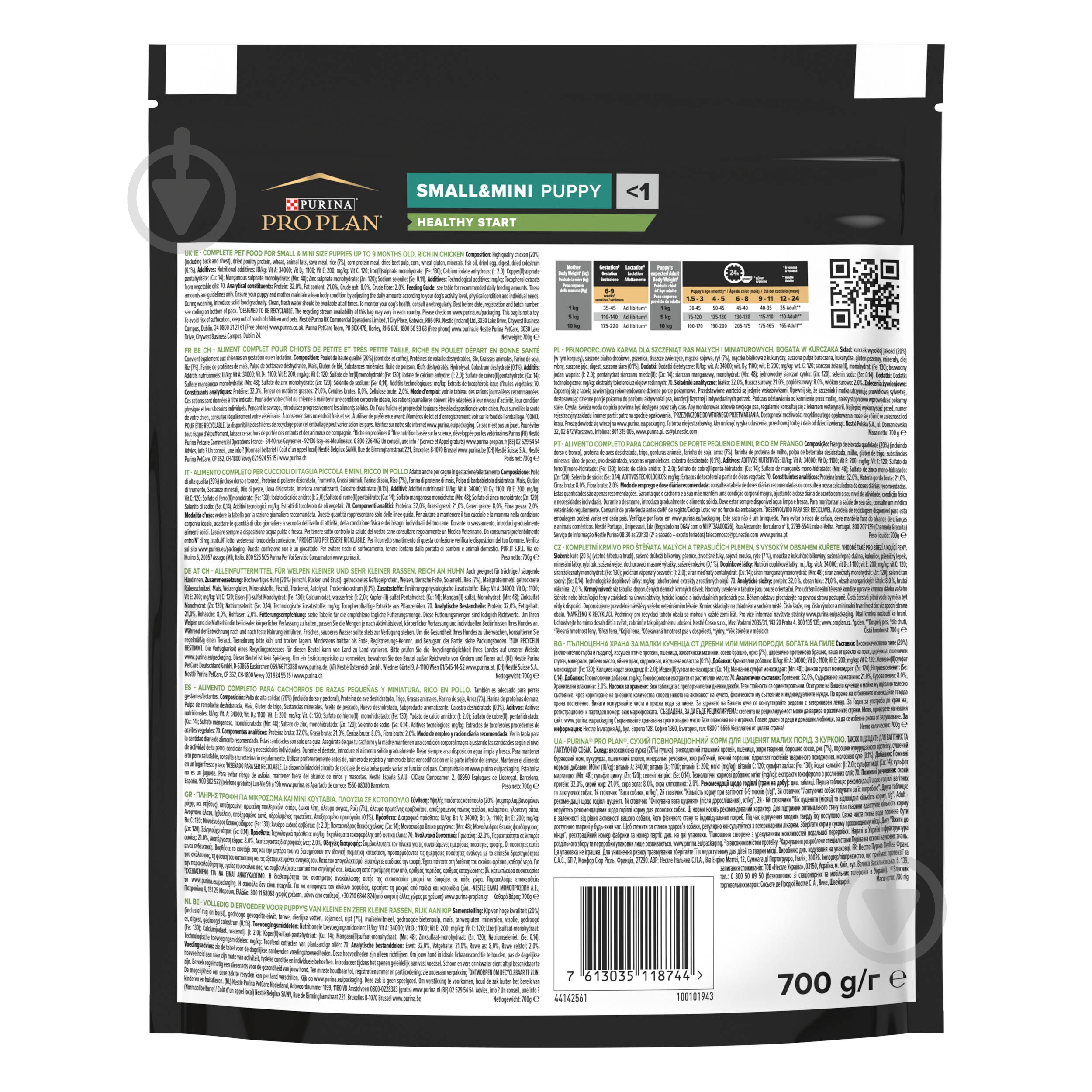 Корм сухой ProPlan by Purina Small & Mini Puppy <1 Healthy Start для щенков с курицей 700 г - фото 3
