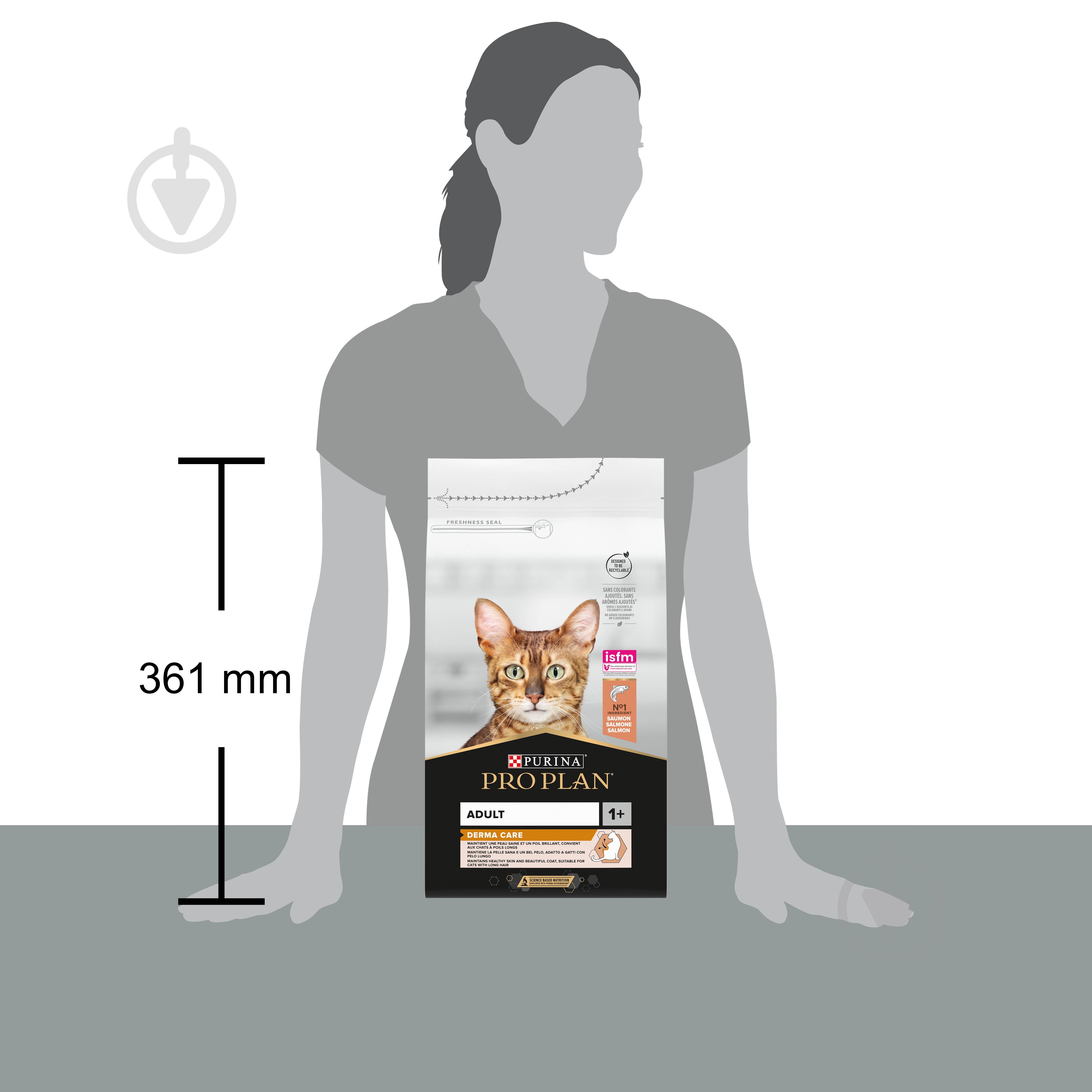 Корм сухой для взрослых кошек ProPlan by Purina Adult 1+ Derma Care поддержка здоровья кожи и красоты шерсти с лососем 1,5 кг - фото 4