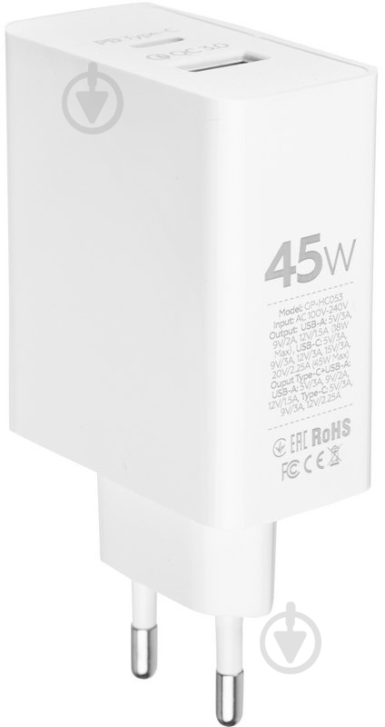 Мережевий зарядний пристрій Gelius X-Duo PRO 45W GP-HC053 плюс кабель Type-C/Type-C - фото 4