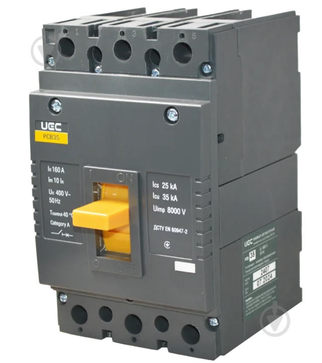Автоматичний вимикач UEC PCB35 3Р 160А 35кА MCCB-PCB-35-3-0160 - фото 1 Автоматичний вимикач UEC PCB35 3Р 160А 35кА MCCB-PCB-35-3-0160 - фото 1