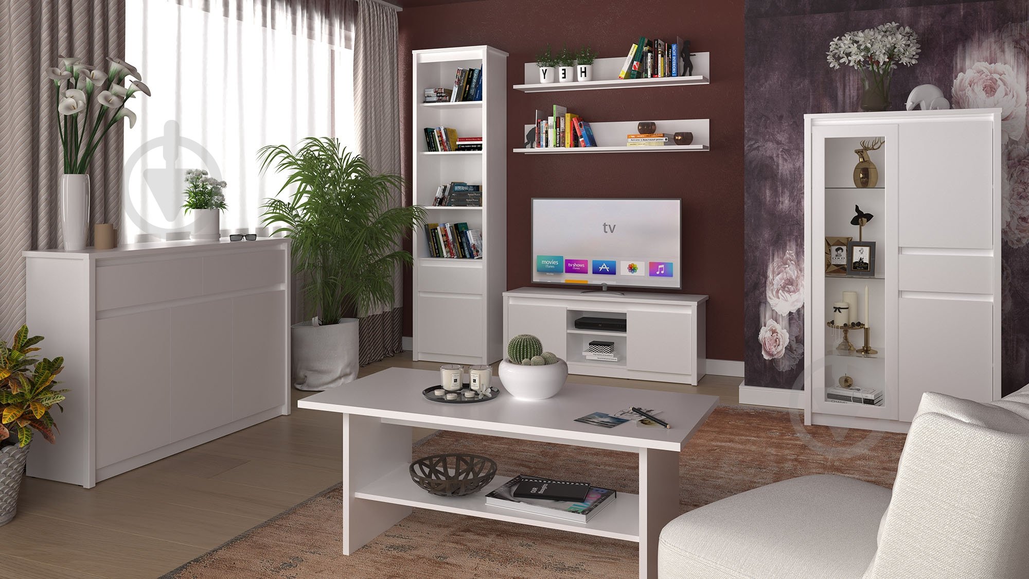 Тумба под ТВ VMV Holding Erden 2D 1255x500x360 мм белый/белый - фото 2