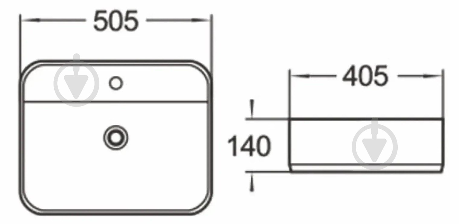 Умывальник Imprese накладной i-FORM, 50*40*14см, прямоугольный с отверстием под смеситель - фото 2 Умывальник Imprese накладной i-FORM, 50*40*14см, прямоугольный с отверстием под смеситель - фото 2