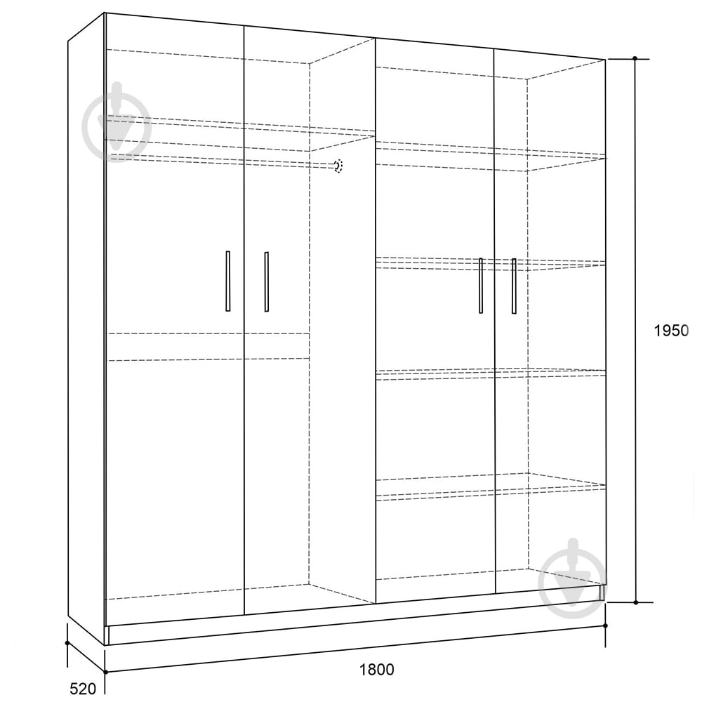 Шафа для одягу ROKO Greece 4Д 1950х1800х520 мм білий (20200048310) - фото 3