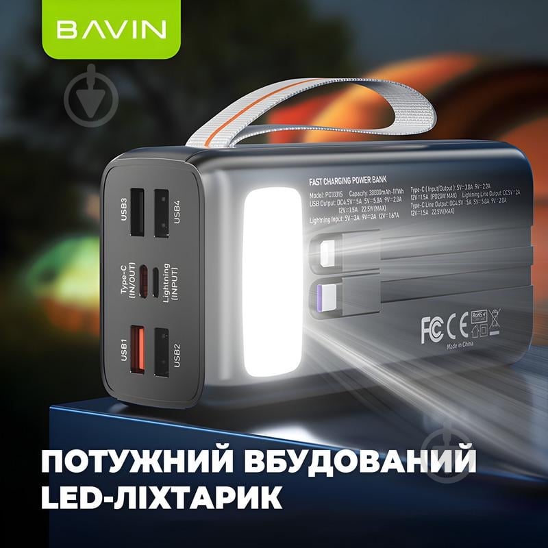 Повербанк BAVIN 30000 mAh black (Y-PC1031S BK) - фото 7