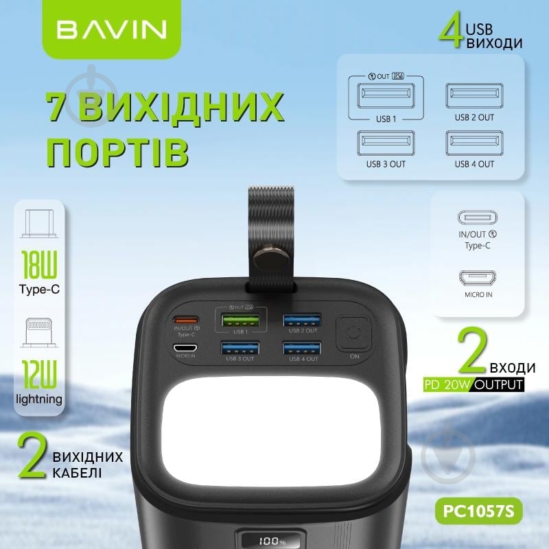 Повербанк BAVIN 80000 mAh white (Y-PC1057S-WH) - фото 4 Повербанк BAVIN 80000 mAh white (Y-PC1057S-WH) - фото 4