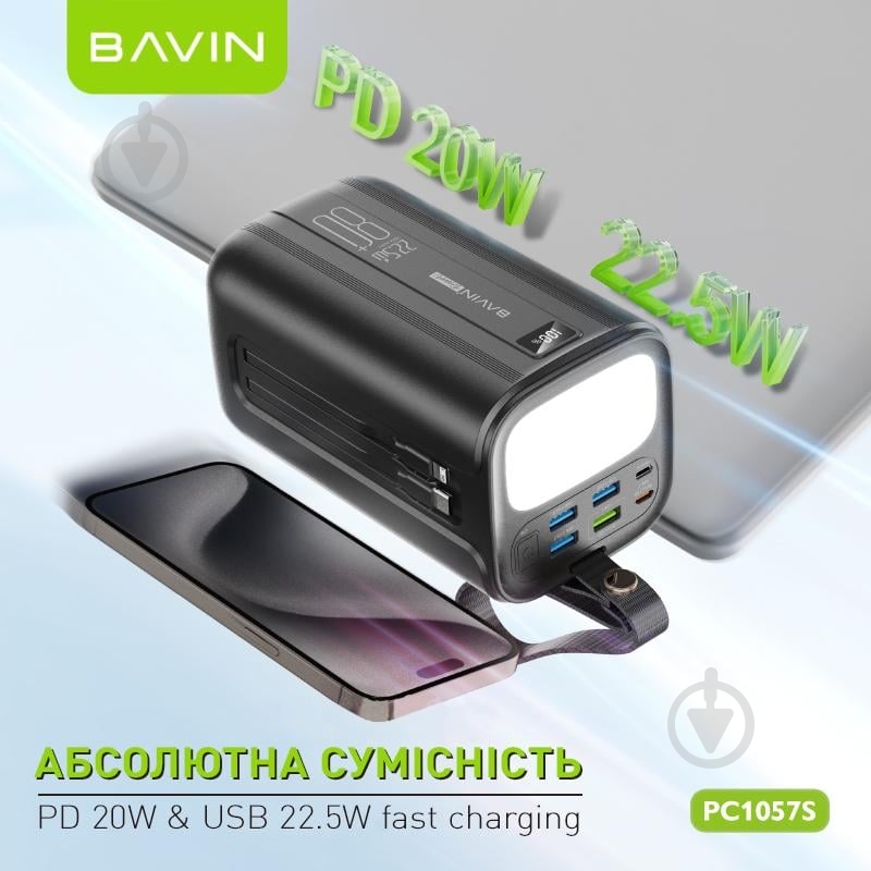 Повербанк BAVIN 80000 mAh white (Y-PC1057S-WH) - фото 7 Повербанк BAVIN 80000 mAh white (Y-PC1057S-WH) - фото 7
