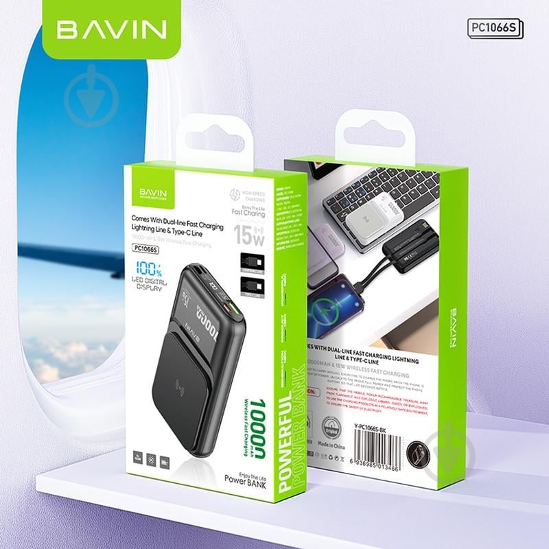 Повербанк BAVIN 10000 mAh black (Y-PC1066S-BK) - фото 8 Повербанк BAVIN 10000 mAh black (Y-PC1066S-BK) - фото 8